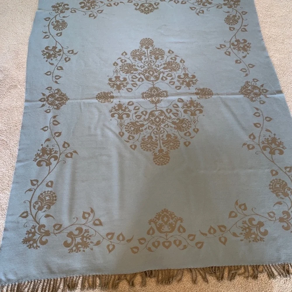 Restoration Hardware woven wool fringe throw blanket